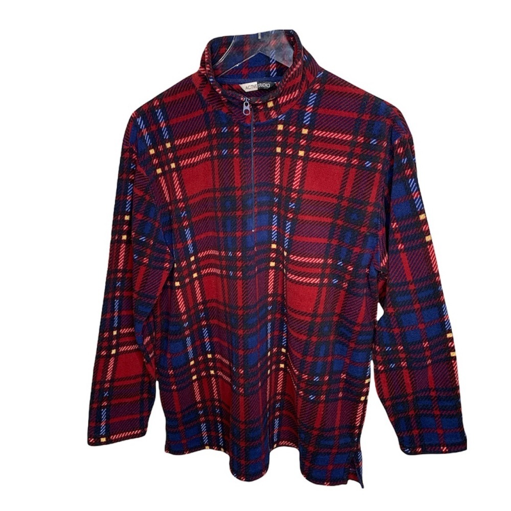 Red and Blue Plaid Fleece lined Jacket